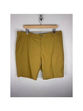 Puma Golf Mens 38 Mustard Yellow Ochre Flat Front Performance Shorts Stretch
